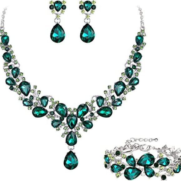 NEW Sparkling Bling Swarovski Crystal Rhinestone Wedding Necklace Set + … - Picture 13 of 16
